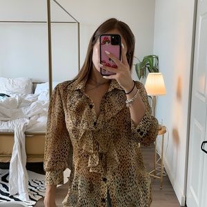 Brown Spotted Button Up Gracia Blouse ♡